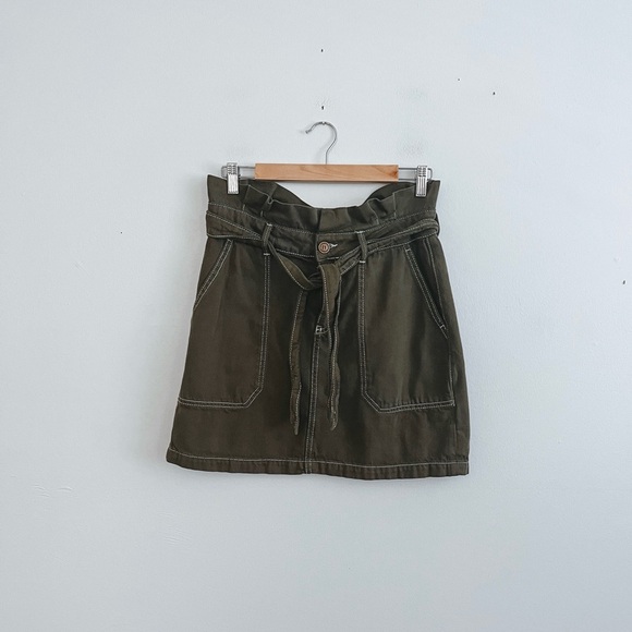 Free People Olive Green Belted Midi Skirt - Picture 2 of 6